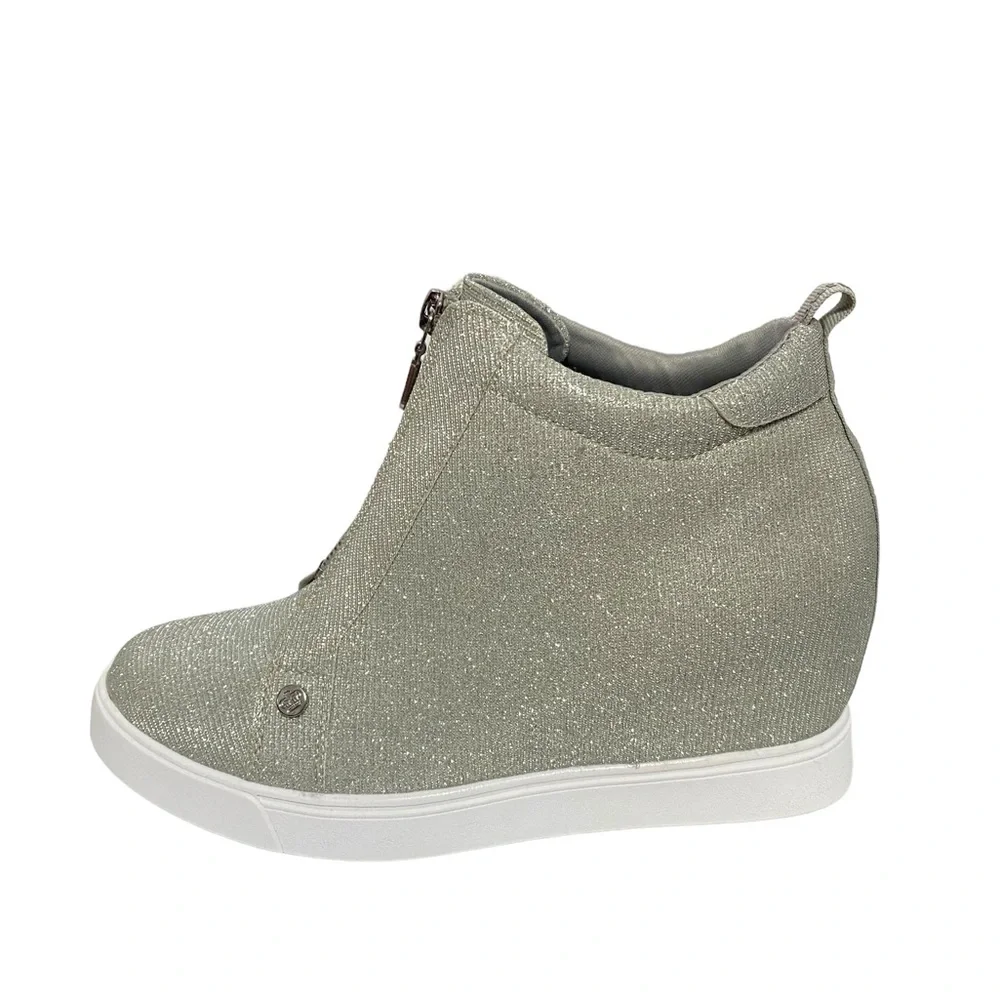 Juicy Couture Joanz Wedge Sneakers Spring Summer Casual Ankle Boots‎ Silver 9